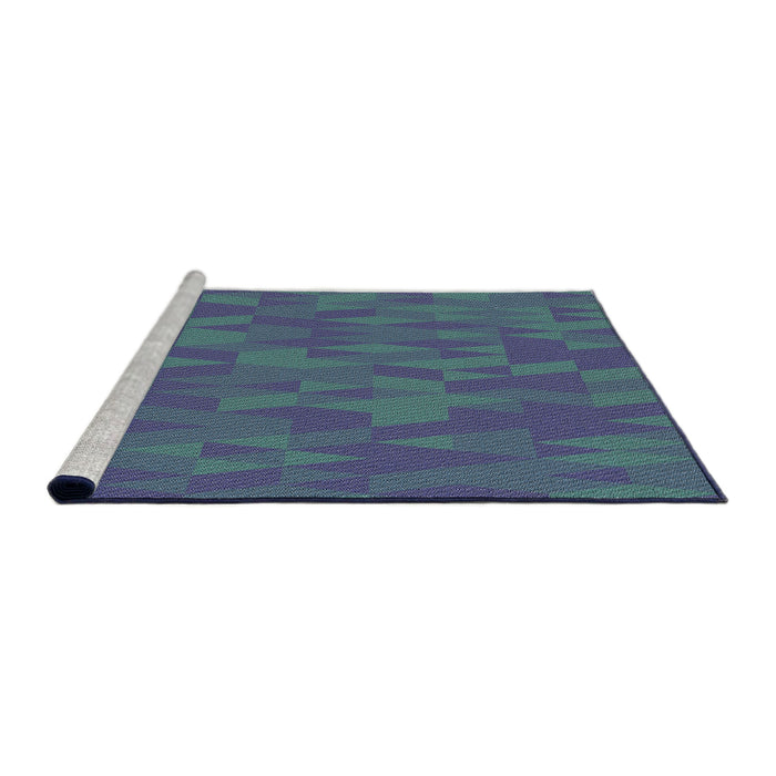 Serging Thickness of Machine Washable Transitional Blue Rug, wshpat69
