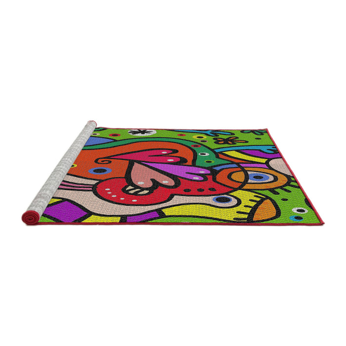 Serging Thickness of Machine Washable Transitional Purple Maroon Purple Rug, wshpat694