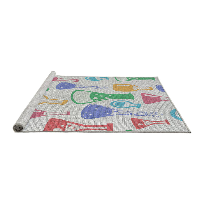 Serging Thickness of Machine Washable Transitional Light Rose Green Rug, wshpat696