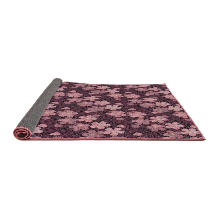 Thickness of Patterned Blush Red Pink Novelty Rug, pat697