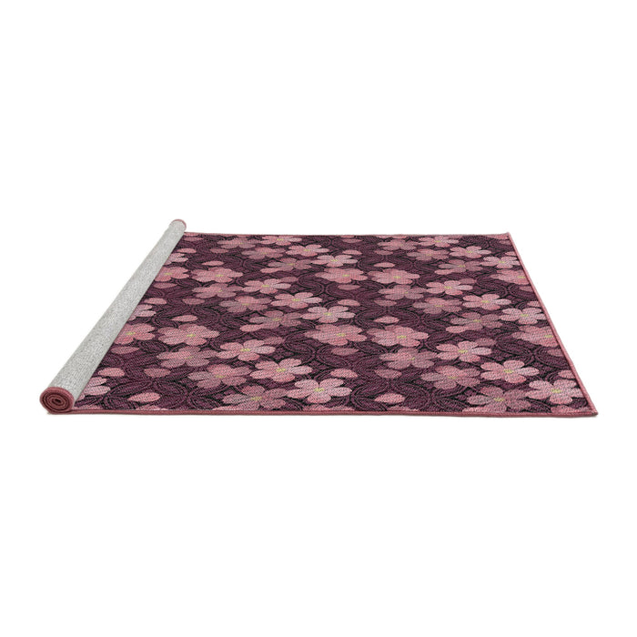 Serging Thickness of Machine Washable Transitional Blush Red Pink Rug, wshpat697