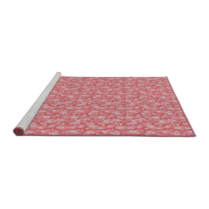 Serging Thickness of Machine Washable Transitional Pastel Pink Rug, wshpat698