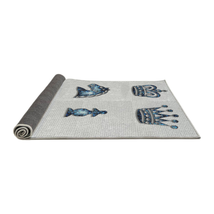 Thickness of Patterned Silver Gray Novelty Rug, pat699
