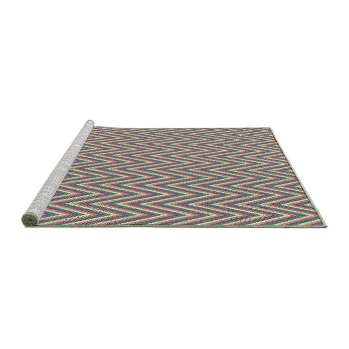 Serging Thickness of Machine Washable Transitional Green Rug, wshpat702