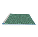 Serging Thickness of Machine Washable Transitional Turquoise Green Rug, wshpat704