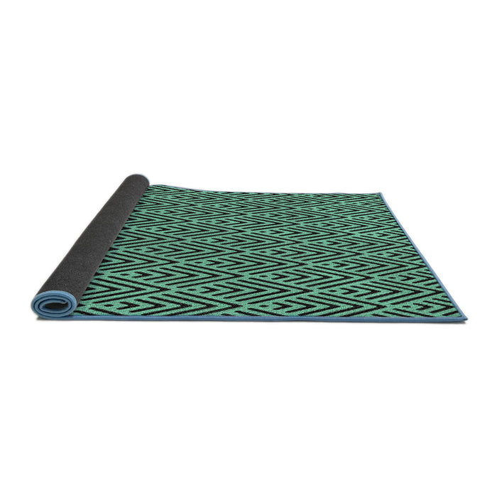 Thickness of Patterned Turquoise Green Novelty Rug, pat704