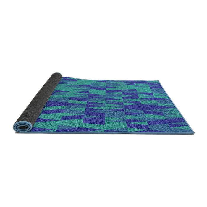 Thickness of Patterned Bright Turquoise Blue Novelty Rug, pat71
