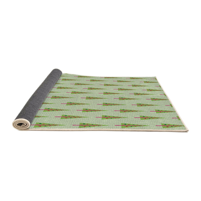 Thickness of Patterned Khaki Green Novelty Rug, pat710