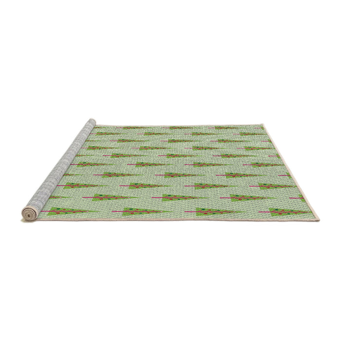 Serging Thickness of Machine Washable Transitional Khaki Green Rug, wshpat710