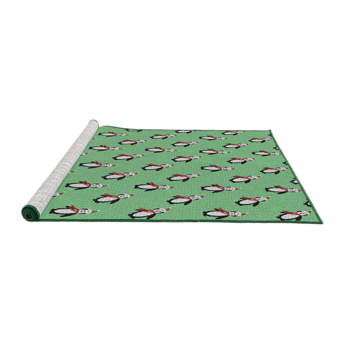 Serging Thickness of Machine Washable Transitional Green Rug, wshpat711