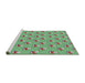 Serging Thickness of Machine Washable Transitional Green Rug, wshpat713