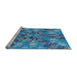 Serging Thickness of Machine Washable Transitional Diamond Blue Rug, wshpat717