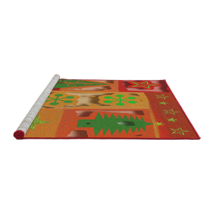 Serging Thickness of Machine Washable Transitional Red Rug, wshpat727