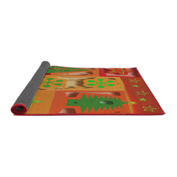 Thickness of Patterned Red Novelty Rug, pat727