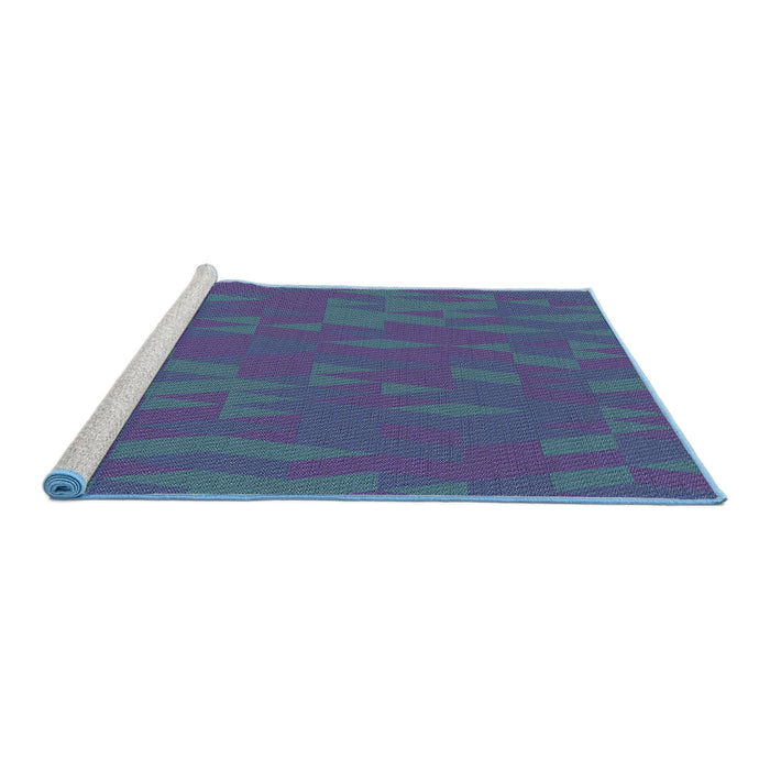 Serging Thickness of Machine Washable Transitional Dark Slate Blue Purple Rug, wshpat73
