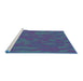 Serging Thickness of Machine Washable Transitional Dark Slate Blue Purple Rug, wshpat73