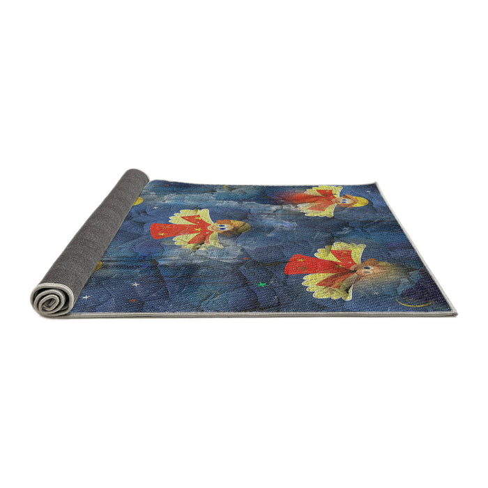 Thickness of Patterned Light Slate Gray Novelty Rug, pat730