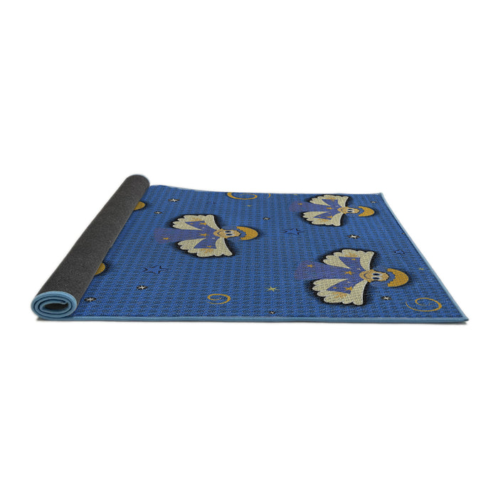 Thickness of Patterned Blue Novelty Rug, pat731