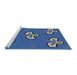 Serging Thickness of Machine Washable Transitional Blueberry Blue Rug, wshpat731