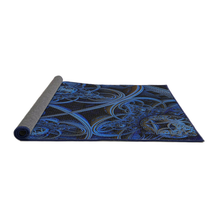 Thickness of Patterned Blue Novelty Rug, pat742