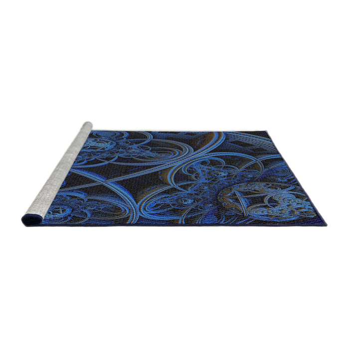 Serging Thickness of Machine Washable Transitional Night Blue Rug, wshpat742