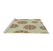 Serging Thickness of Machine Washable Transitional Gold Rug, wshpat744