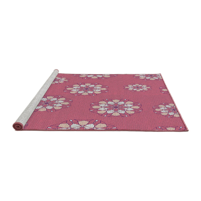 Serging Thickness of Machine Washable Transitional Cadillac Pink Rug, wshpat745