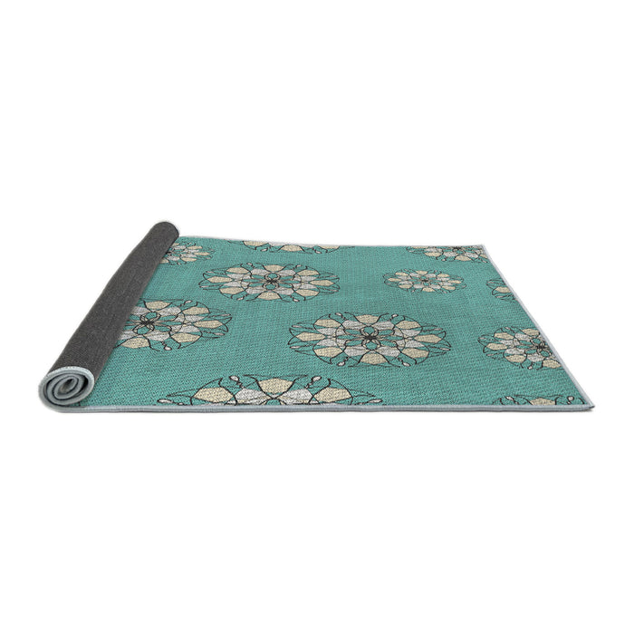 Thickness of Patterned Tiffany Blue Novelty Rug, pat746