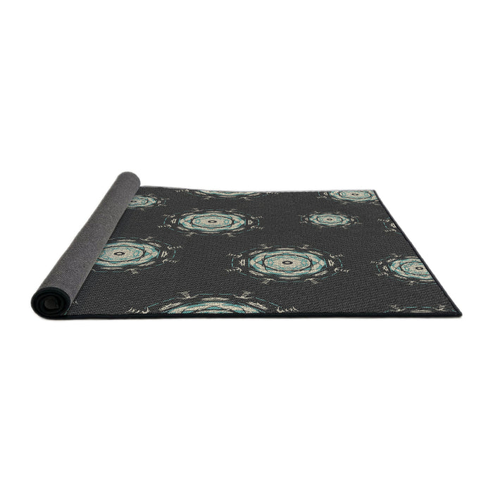 Thickness of Patterned Mid Gray Novelty Rug, pat749