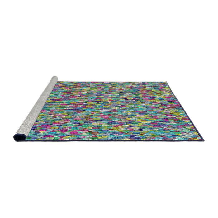 Serging Thickness of Machine Washable Transitional Blue Green Rug, wshpat75