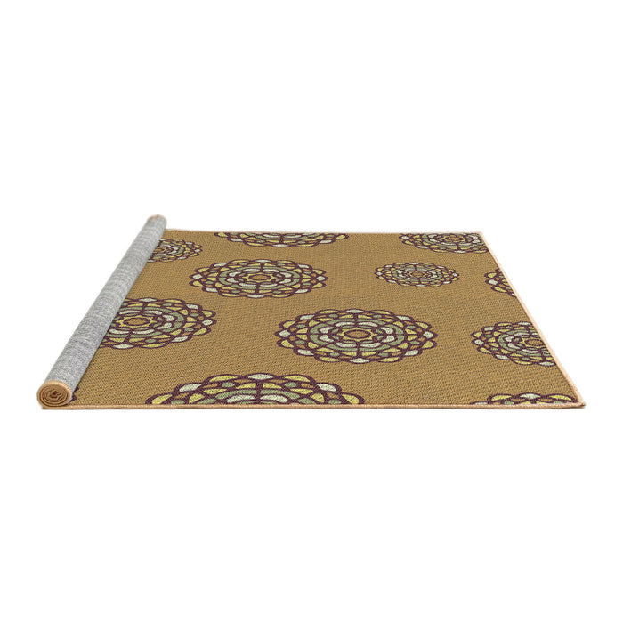 Serging Thickness of Machine Washable Transitional Dark Sienna Brown Rug, wshpat752