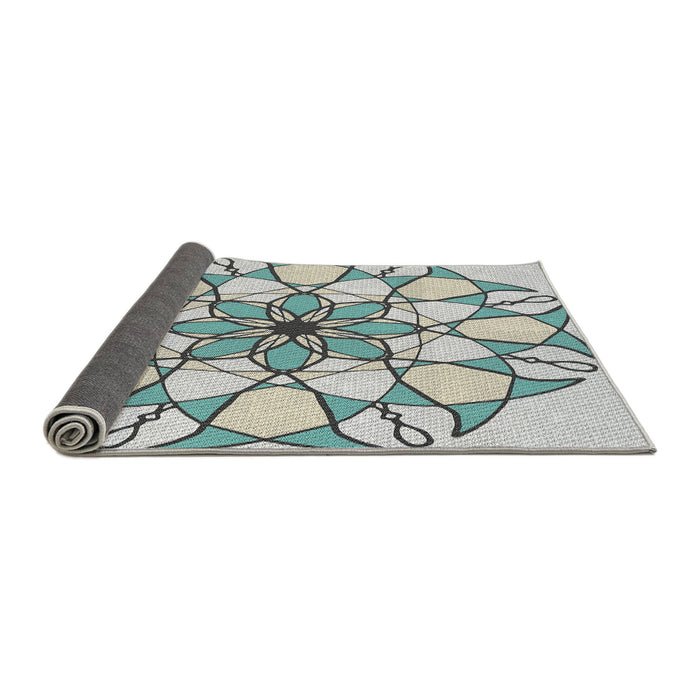 Thickness of Patterned Light Rose Green Novelty Rug, pat753