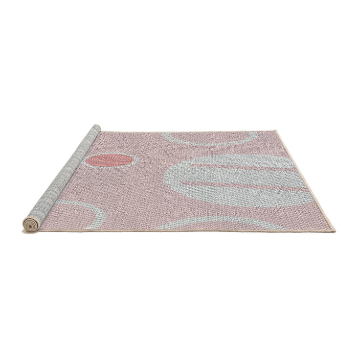 Serging Thickness of Machine Washable Transitional MistyRose Pink Rug, wshpat766