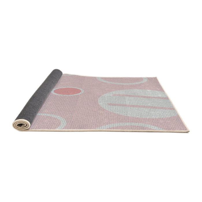 Thickness of Patterned MistyRose Pink Novelty Rug, pat766