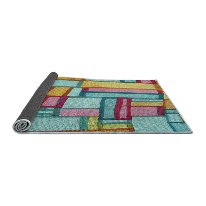 Thickness of Patterned Blue Green Modern Rug, pat775