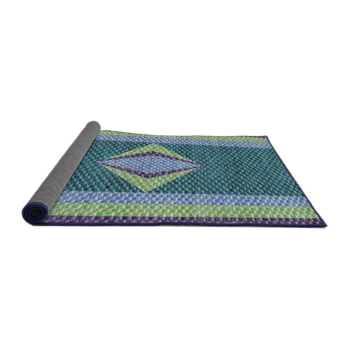 Thickness of Patterned Blue Novelty Rug, pat778