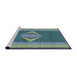 Serging Thickness of Machine Washable Transitional Blue Rug, wshpat778