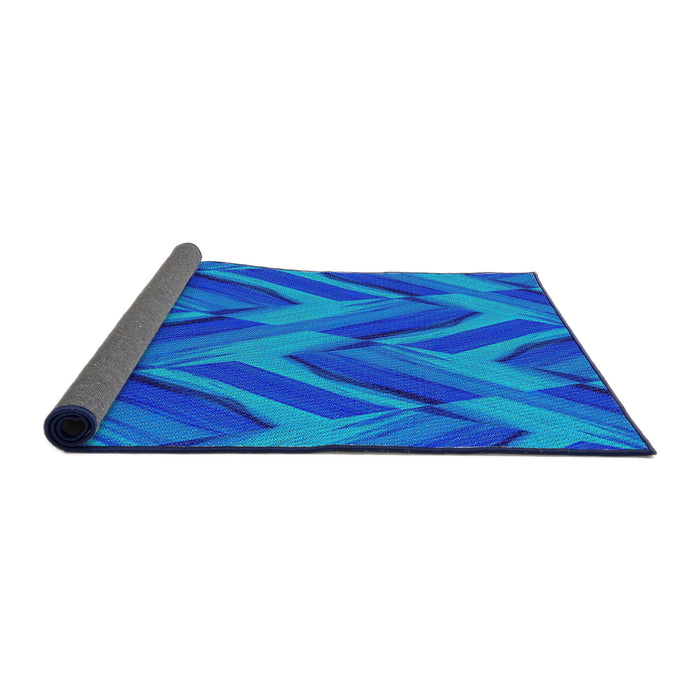 Thickness of Patterned Deep Sky Blue Novelty Rug, pat779
