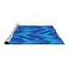 Serging Thickness of Machine Washable Transitional DeepSky Blue Rug, wshpat779
