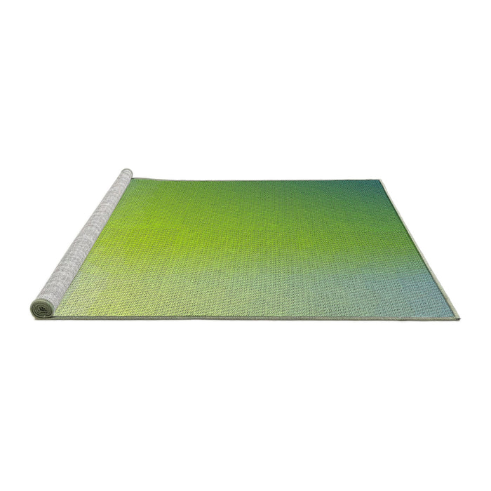 Serging Thickness of Machine Washable Transitional Green Rug, wshpat784