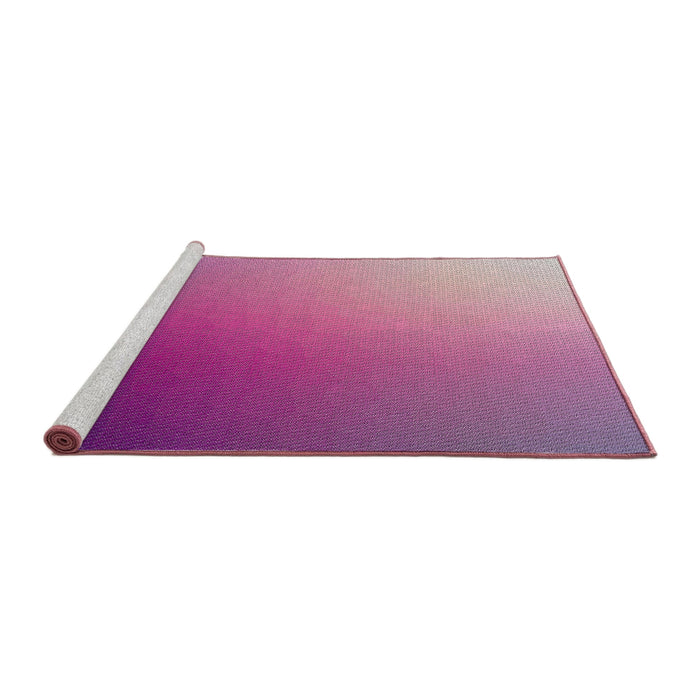 Serging Thickness of Machine Washable Transitional Medium Violet Red Pink Rug, wshpat788