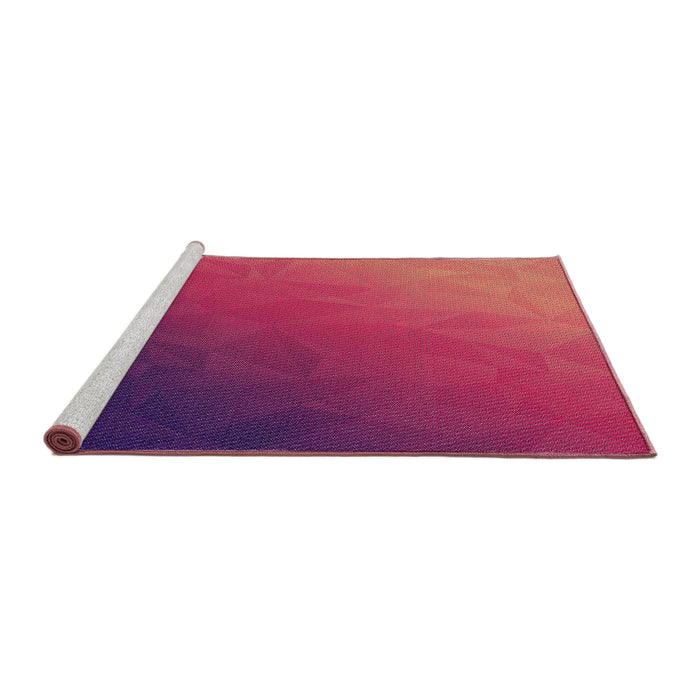 Serging Thickness of Machine Washable Transitional Pink Rug, wshpat793