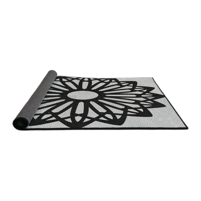 Thickness of Patterned Charcoal Black Novelty Rug, pat8