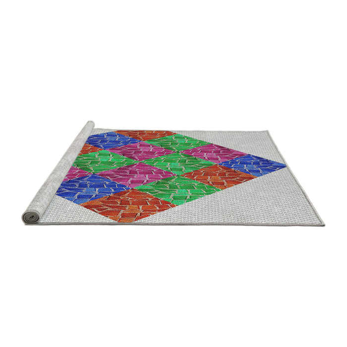 Serging Thickness of Machine Washable Transitional Mauve Taupe Purple Rug, wshpat805