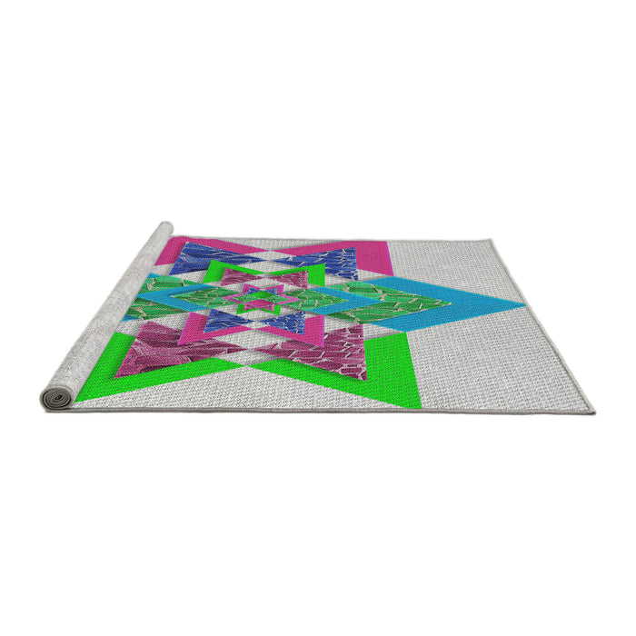 Serging Thickness of Machine Washable Transitional Magic Mint Green Rug, wshpat806