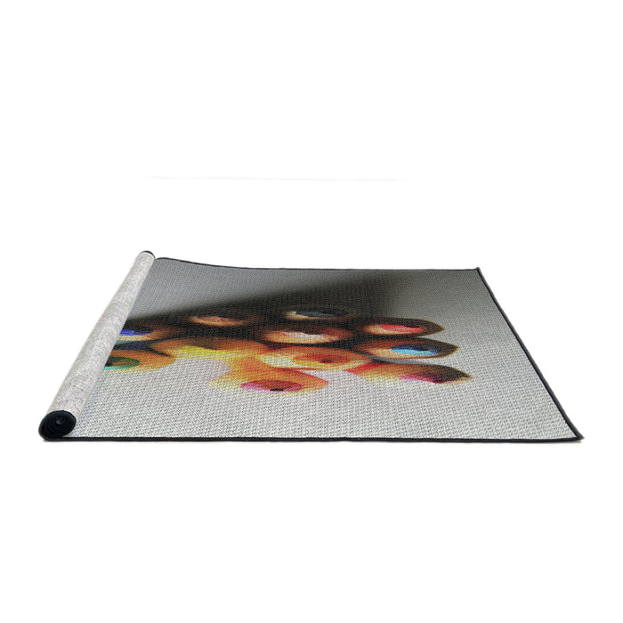 Serging Thickness of Machine Washable Transitional Grey Gray Rug, wshpat808