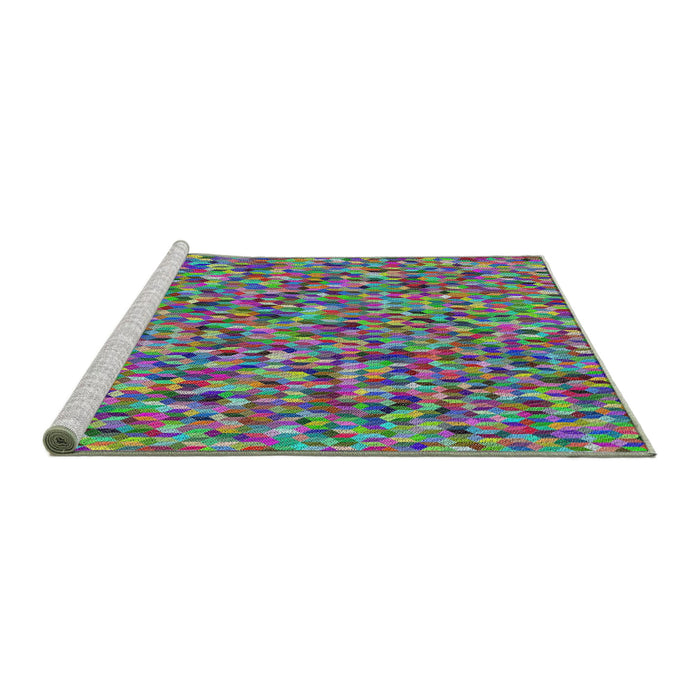 Serging Thickness of Machine Washable Transitional Green Rug, wshpat813