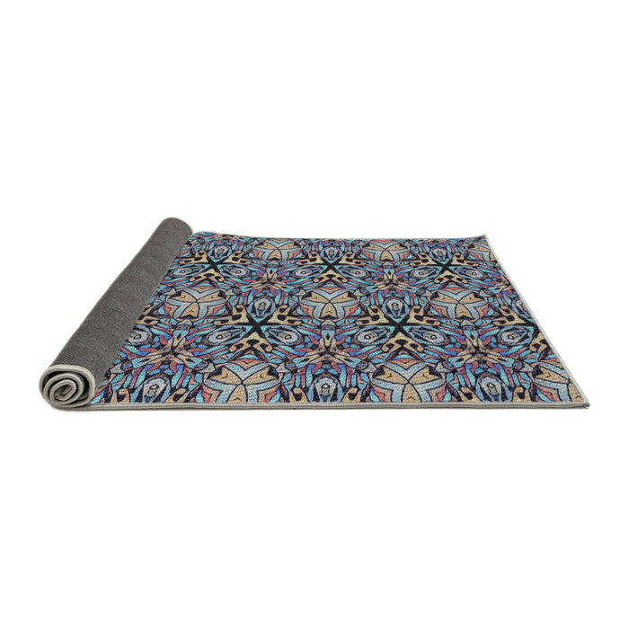 Thickness of Patterned Blue Gray Novelty Rug, pat819
