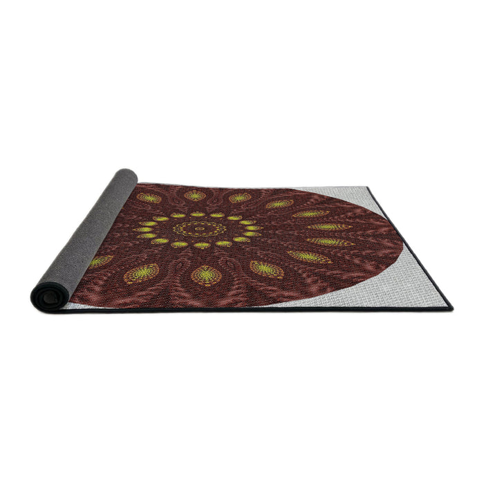 Thickness of Patterned Red Novelty Rug, pat822