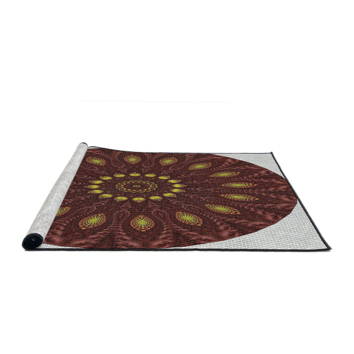 Serging Thickness of Machine Washable Transitional Red Rug, wshpat822